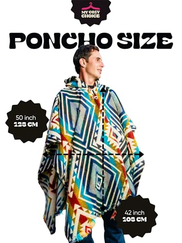 Poncho de alpaca para hombre térmico contra el frío húmedo con capucha 5