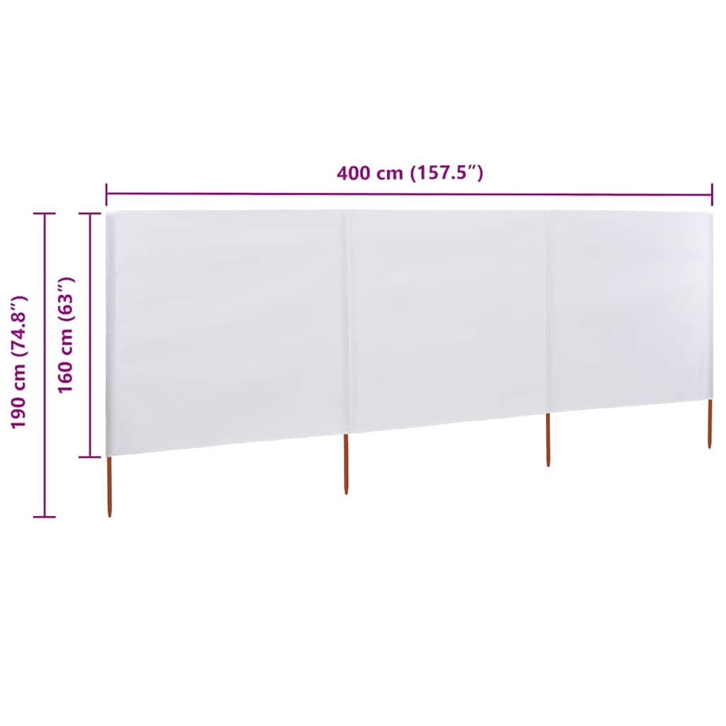 Paravientos de Playa de 3 Paneles Tela Blanco Arena 400x160 cm,Casa y jardín,Jardín,Artículos de Exterior,Sombrillas,3.98kg-47148