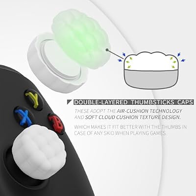 PlayVital Thumbs Cushion Caps Thumb Grips for ps5 ps4, Thumbstick Grip Cover Joystick Caps for Xbox Series X/S, Xbox One, Elite Series 2, Switch 2 Pro Controller - Puff Cloud Texture Design White