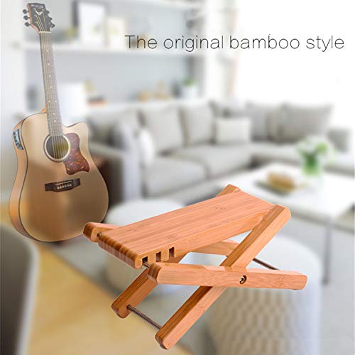 Miwayer Bamboo 4 Gears Adjustable Upscale Guitar Foot Rest Non-Slip Foot Stool Foldable Footrest From 4.5" Up To 8"，Accessory For Classical Acoustic Guitar Part #TOP5