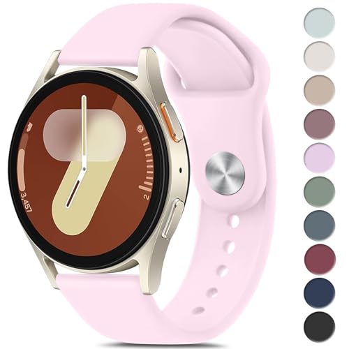 Meliya Compatible with Samsung Galaxy Watch 7 / FE Band 40mm 44mm, 20mm Soft Silicone Sport Replacement Strap for Galaxy Watch 7 Band Women Men (Pink)