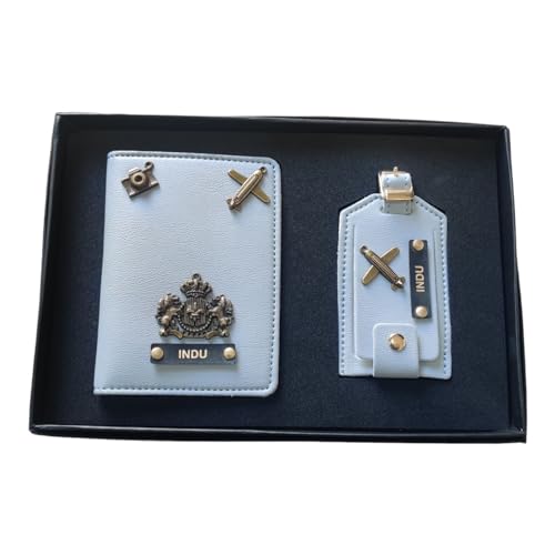 Image of Eco Leather Unisex Passport Cover and Luggage Tags (Sky Blue)