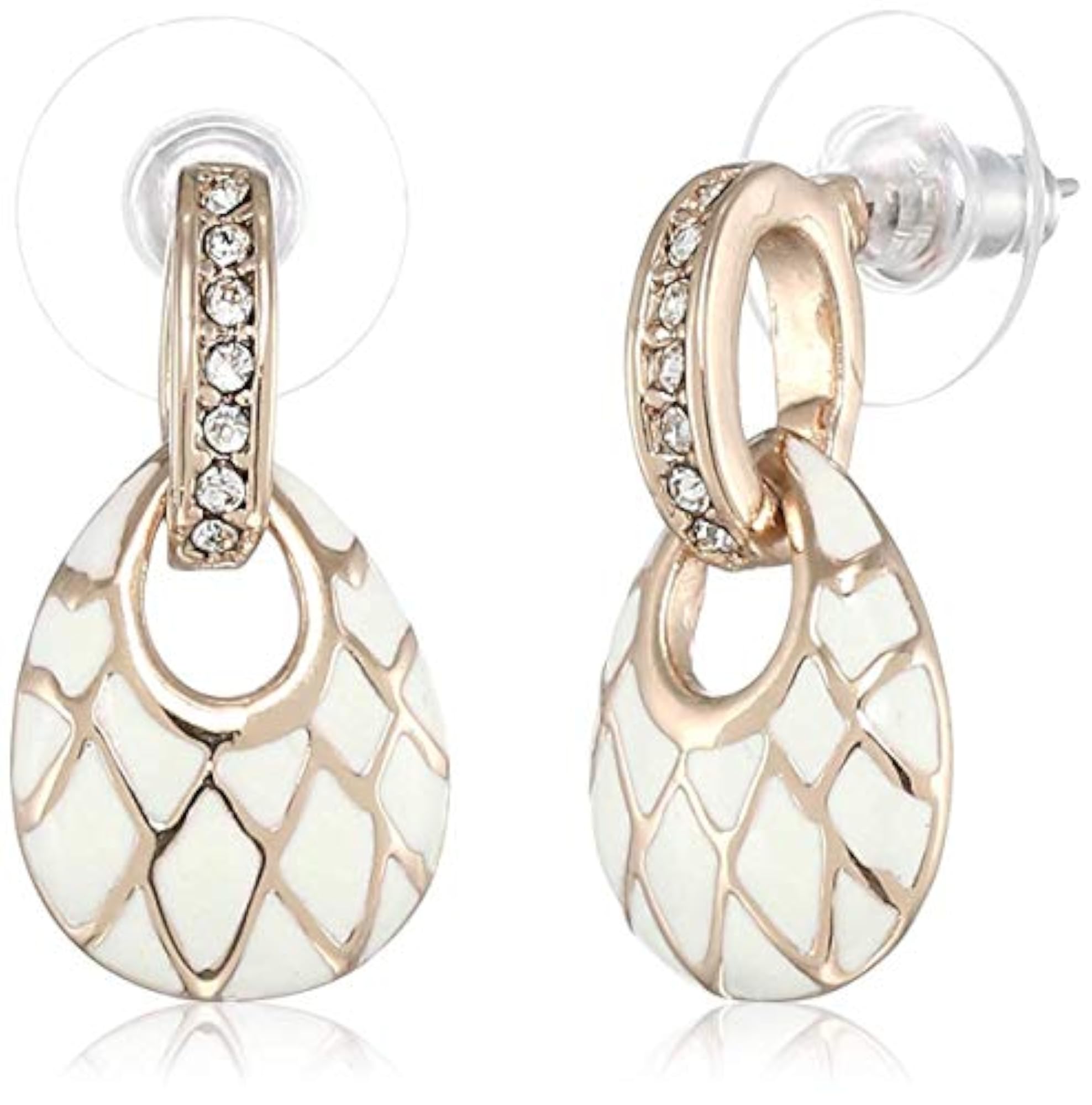 Valentines Earrings Combo: Rose Plated Studs, White & Black