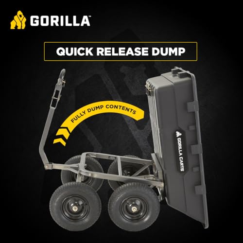 Image of Gorilla Carts Poly Dump Cart, 1500 lb. Capacity, 10 Cu Ft, Black