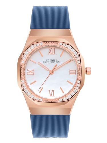 Image of French Connection 3 Hands White Rectangular Dial Silicon Strap | Casual | Premium | MOP Feature | Wrist Watch for Women - FCH002UL