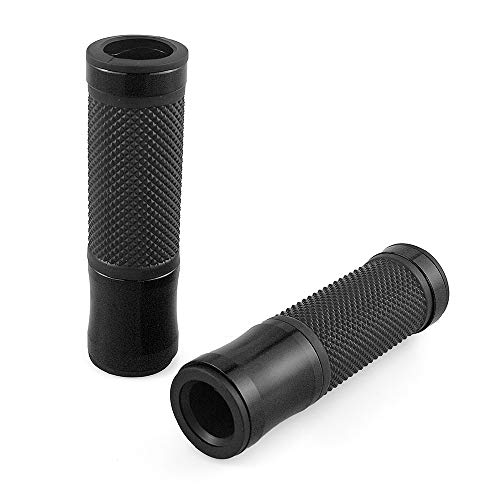 Evomosa Custom Motorcycle Aluminum+Rubber Gel 7/8"Handle Bar Grips For Cafe Racer End Bar Bike Street Atv Sports(1 Pair,Black) #TOP2