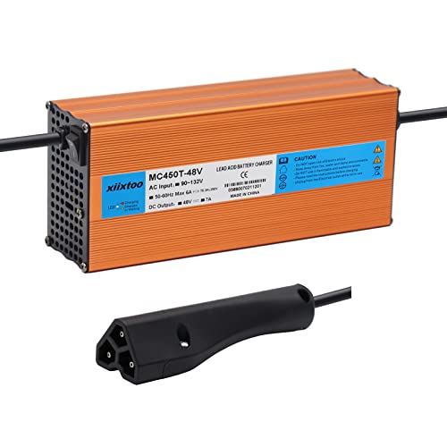 xiixtoo 48V 7 AMP Golf Cart Battery Charger Replacement Compatible for 48 Volt EZGO RXV & TXT Golf Carts with 3 Pin RXV/Triangle Style Plug