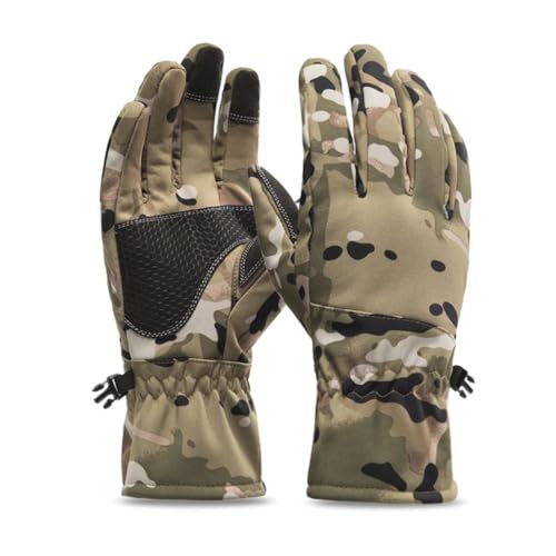 Gants d'hiver d'extérieur camouflage chasse chauds antidérapants imperméables écran tactile gants de ski et de camping (Cam, L)