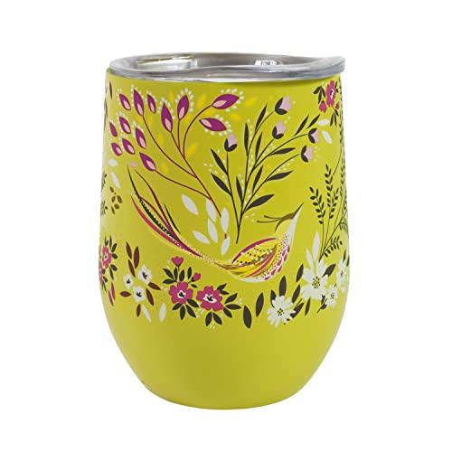 Portico Designs Ltd Sara Miller Haveli Garden Insulated Stainless Steel Travel Cup with Lid for Hot and Cold Drinks Green