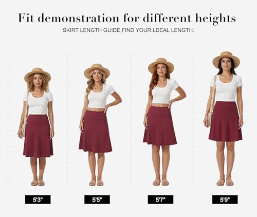 VIISHOW Women's Knee Length Skirt High Waisted Stretchy A-Line Skater Skirt Soft Knit Modest Casual Skirts for Daily Wear - Image 6