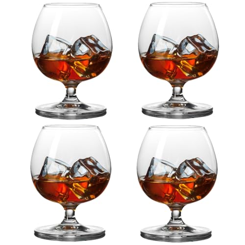 Image of Brandy Bourbon Whiskey Cognac Scotch Drinking Glasses, Superb Lead-Free Crystal Snifter Glass for Cocktail Party Dishwasher Safe, 11.5 oz (Set of 4)