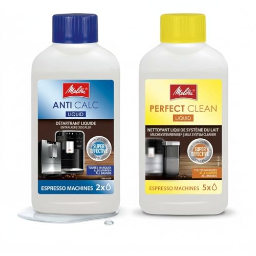 1 x Melitta Perfect Clean Liquid 250ml + 1x Melitta Anti Calc Coffee Machine Descaler Liquid 250ml