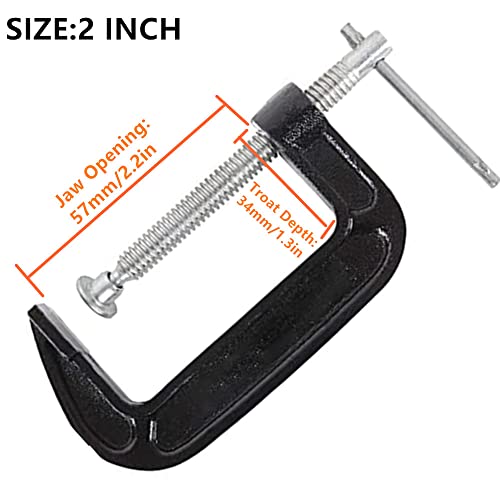 Zeromall 2 Inch C-Clamp Set, Heavy Duty Steel C Clamp Industrial Strength C Clamps For Woodworking thumb #2