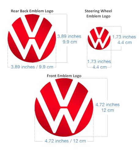 Image of IPG Decal Made for Volkswagen 2021 Passat Polo Tiguan Golf Rear /Front Emblem Logo Decals Stickers Set (4 Units) (Pearl Red)