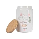 🎁 Cadeau idéal pour la Fête des Mamies : un pot cookie personnalisé plein de tendresse 💕 Message affectueux : “Mamie exceptionnelle”, avec personnalisation des prénoms 🍪 Contenance 600 ml : parfait pour biscuits, bonbons ou sucre 🏺 Pot en céramique de qualité avec couvercle en bambou naturel 🌸 Cadeau personnalisé et durable pour une mamie unique