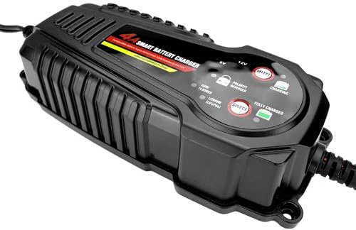 Banshee 12V / 6V Switchable 4A Smart Lithium & SLA Battery Trickle Charger Maintainer for Boat, RV, Car, Truck, Motorcycle, ATV