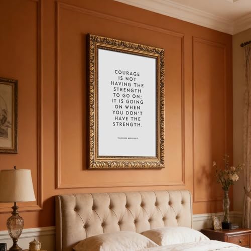 Poster de courage haut de gamme cadre doré rétro mnyuein