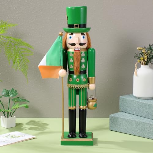 Casse-Noisette Bois 38 cm Vert Saint-Patrick Figurine Table