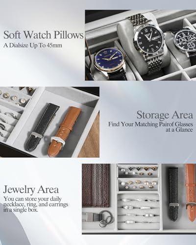 GUKA Watch Box 12 Slot Watch Display Organizer Leather Jewelry Case Drawer Glass Birthday for Men Women, Child Husband Dad 5