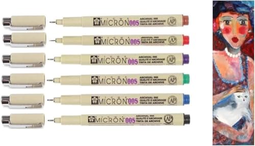 PIGMA MICRON SAKURA 005 - Zestaw 6 kolorów i 1 karta