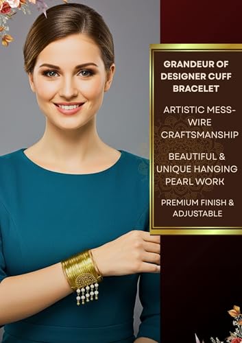 Image of Mansiyaorange Fancy Stylish Pearl Hanging Balls Daily Adjustable Cuff Bracelet