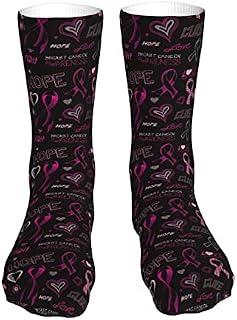 883 Compression Socks Breast Cancer Awareness Crew Socks Comfort Athletic Socks Soft Calf Socks For Trekking Walking Jogging 40cm