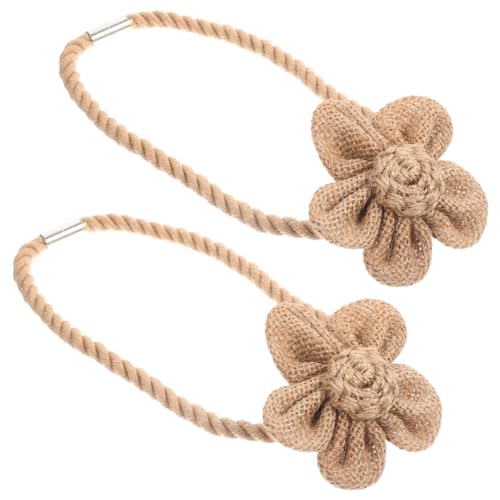 TOYZFRIENDY 2 Piezas Alzapaños Magnéticos para Cortinas con Flor de Algodón y Lino Decorativos y Resistentes Sujetadores de Cortina para Hogar y Oficina