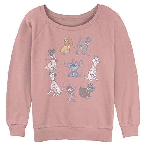 Disney womens Classic Dogs Junior's Raglan Pullover With Coverstitch