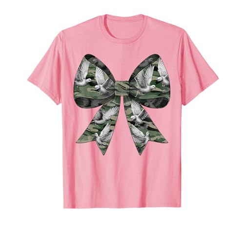 Coquette Bow Dove Hunting Hunter Camouflage Ribbon Mom Girl T-Shirt