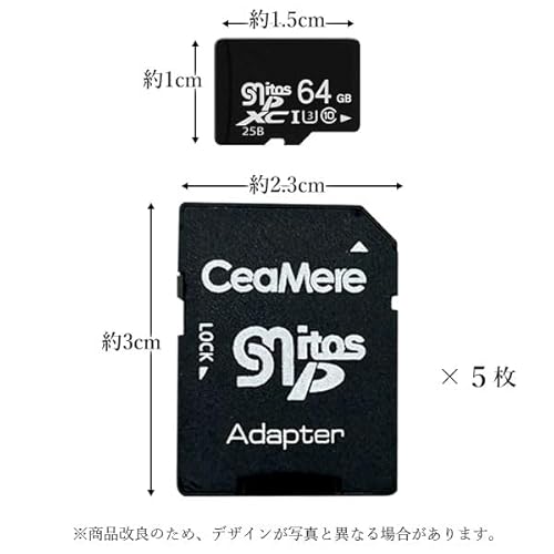 microsd 64GB class10 U3 5個セット 高速 SDカード変換アダプタ付き マイクロSDカード 高速転送 高耐久性