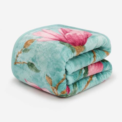 Image of Signature All Season Double Bed Blanket | Super Soft Plush, Lightweight & Cozy | 220 x 240 cm | 2.5 kg | Multi-Color Vibrant Print | Ideal for Winter, AC Use & Gifting (Teal Rose)