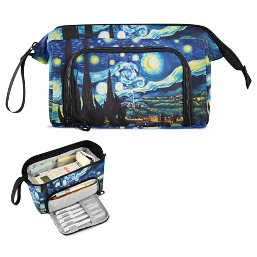 Image of SUABO Big Capacity Pencil Case, Van Gogh Starry Sky Pen Bag Pouch Holder Stationery Bag School College Office Organizer for Teen Adults Student