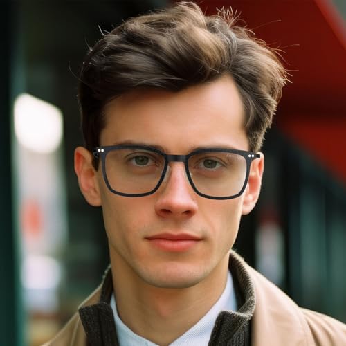 Image of ANYLUV Blue Light Glasses Men, Stylish Square Carbon Fiber Eyewear, Anti Eyestrain, Lightweight Mens Computer Gaming Glasses