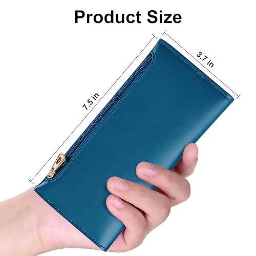 Image of Tipmile Slim Wallet for Women, RFID Blocking Credit Card Holder | Thin Compact Bifold Wallet with Zipper, Ladies Gift