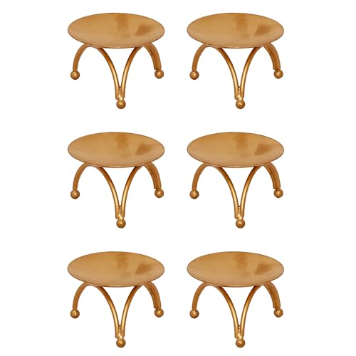 Image of Set of 6 Decorative Handcrafted Golden Metal Tea Light Candle Holder Stand - Elegant Home Decor, and Thoughtful Gift for Diwali, Christmas, Festive Celebrations - Perfect for Home, Parties, Weddings