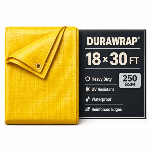 Image of 18x30FT 250 GSM HDPE Tarpaulin Yellow | Industrial Grade Waterproof Sheet | UV Resistant | Tear-Resistant | Reinforced Edges | for Agriculture, Logistics, Truck & Construction Cover