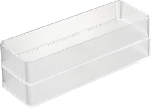 YAMAZAKI Home Tower Set Of 2 Clear Bottom Storage Cases - Stackable Transparent Organization Bins, Large - Large - Ps Resin