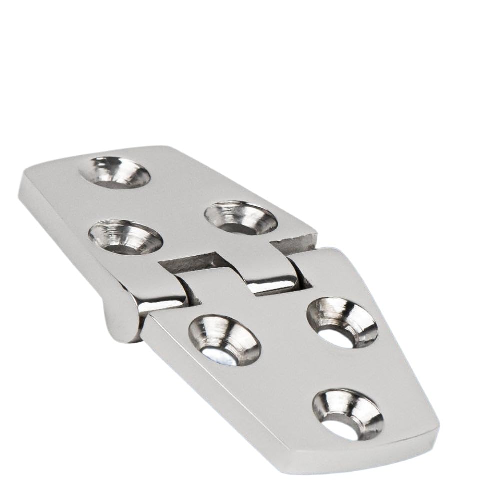 Marine Back Polished Casting Hinge 316 Stainless Steel 6 Holes Flush Door Replacement Compatible with Boat Cabin Doors 76 X 38mm