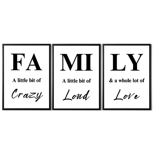 State Media Vision Family Inspirational Quotes Prints Set - A Little Bit of Crazy, Loud & A Whole Lot of Love Posters - Variety of Sizes (Family, A4 Print Only)