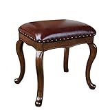  Sièges de coiffeuse Tabouret de Toilette Tabouret de Maquillage en Bois Massif Banquette Simple Tabouret de Chambre en Cuir Fauteuil de Toilette (Color : Brown, Size : 33x47x45.5cm)