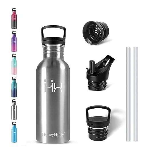 HoneyHolly Botella Agua Niños, 500ML Sin BPA, Botella Agua Acero Inoxidable, Ligero 18/8 Inoxidable, Cantimplora Infantil, A Prueba de Fugas, Botella Acero Inoxidable para Deporte, Estudiante