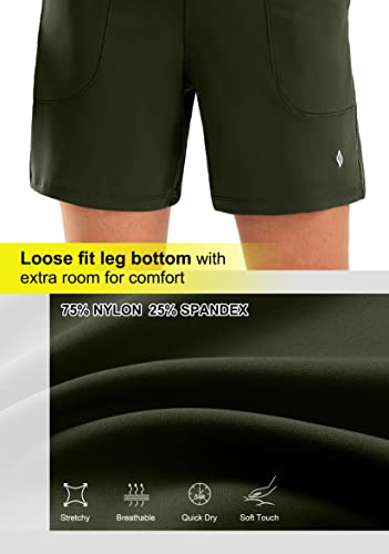 Santiny Women's 6'' Athletic Long Shorts With 4 Pockets High Waisted Bermuda Shorts For Women Walking Running Casual (Olive_Xl) #TOP3