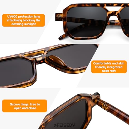 FEISEDY Toddler Sunglasses, Vintage Pilot Square, Flexible TPEE Kids Shades for Boys Girls Age 0-6 B01883