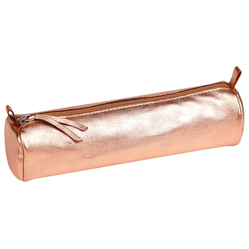 Clairefontaine 8687C Schlampermäppchen (mit Perlmutt-Effekt rund, 5,5 x 22cm, praktisch und robust, aus Leder) 1 Stück kupfer