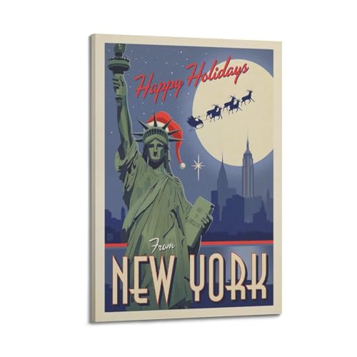 Poster Noël New York impression sur toile de qualité