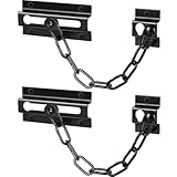 SEANSDA Door Chain Lock, 2 Pack Stainless Steel Safety Door Chain Locks for Inside Door, Premium Thickened Extra Front Door Lock Latch with 12 Screws (Black)