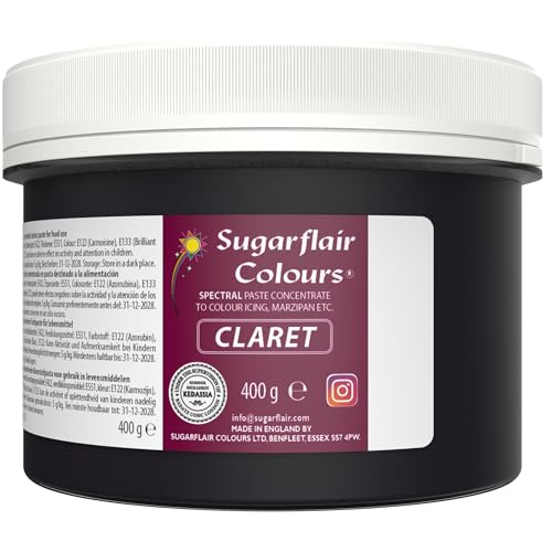 Sugarflair Spectral Concentrated Paste Colours Claret, Colorante Alimentario Pasta, Colorantes para Pasta De Azúcar y Mazapán - 400g