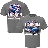 Checkered Flag Sports Kyle Larson 2026 HendrickCars Patriotic Eagle Car 2-Spot T-Shirt Gray (US, Alpha, X-Large, Regular, Regular)