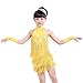 Yuluo Nappa Latino Danza Abito Ragazze - Bambini Samba Rumba Tango Salsa Sala da Ballo Costumi Gonna Senza Maniche Nappa Cha Cha