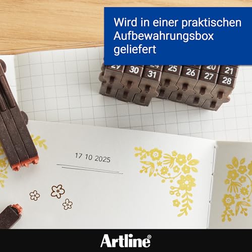 Kalender Stempel Shachihata GRJ-5ACE Gummistempel verbundene Zahlen Stempel Ewiger Kalender Englisch